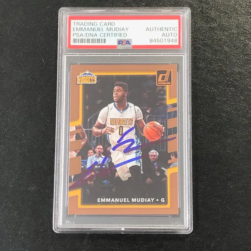 2017-18 Donruss Basketball #40 Emmanuel Mudiay Signed Card AUTO PSA Slabbed Nuggets