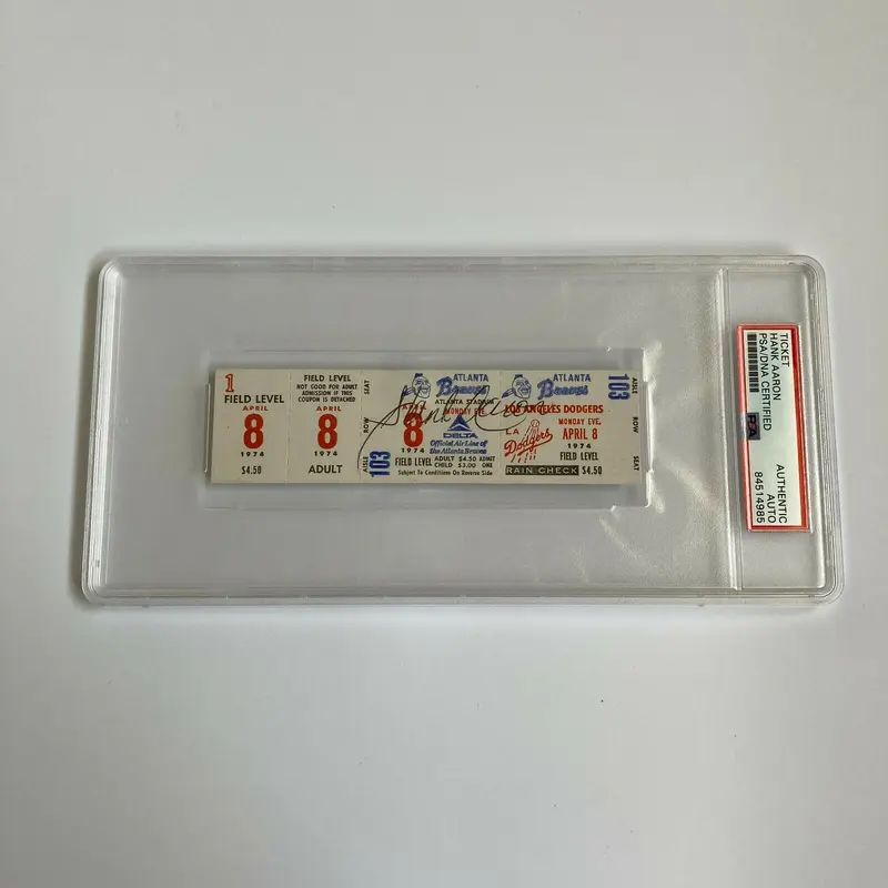 Hank Aaron Signed Original 715th Home Run Full Ticket 4-8-1974 PSA DNA