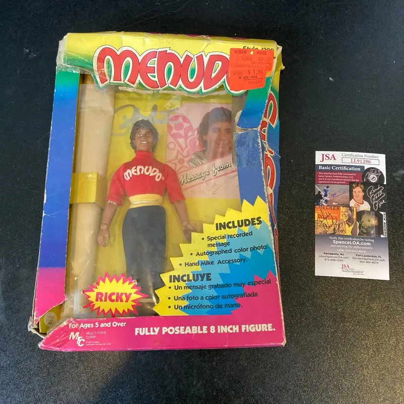 Ricky Martin Signed Vintage Menudo Action Figure Dolls With JSA COA