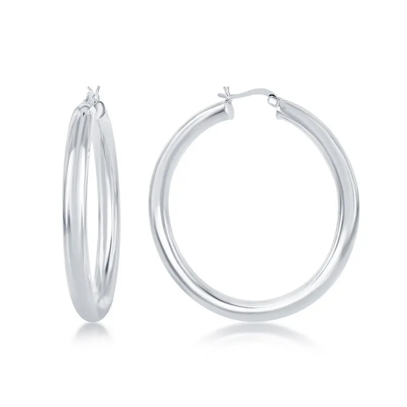 Sterling Silver 5x50mm High-Polished Hoop Earrings