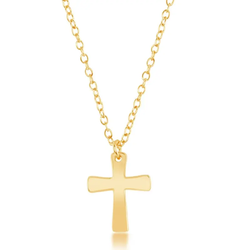Sterling Silver Cross Necklace - Gold Plated