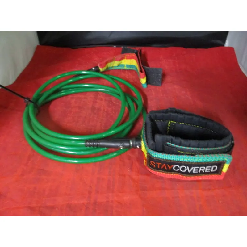 Used Stay Covered Rasta Green Surfboard Leash
