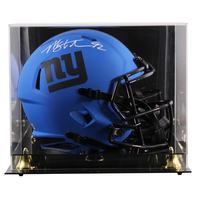 Giants Michael Strahan Signed Rave Full Size Speed Rep Helmet W/ Case BAS Wit
