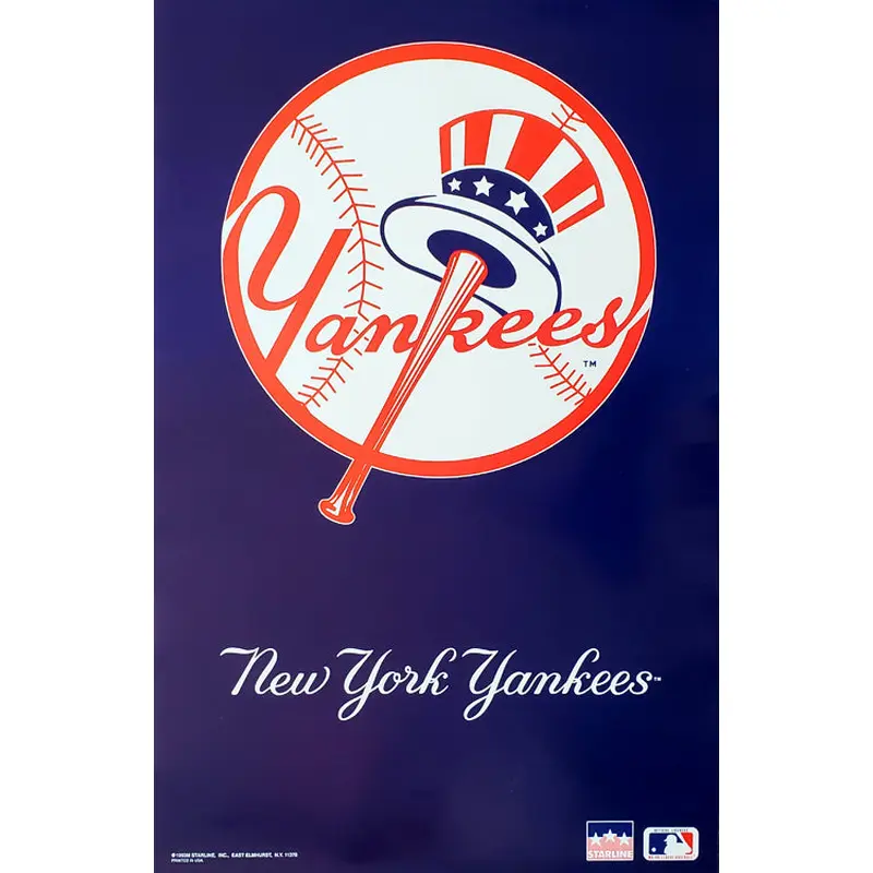 New York Yankees "Hat and Bat" MLB Team Logo Poster - Starline 1993