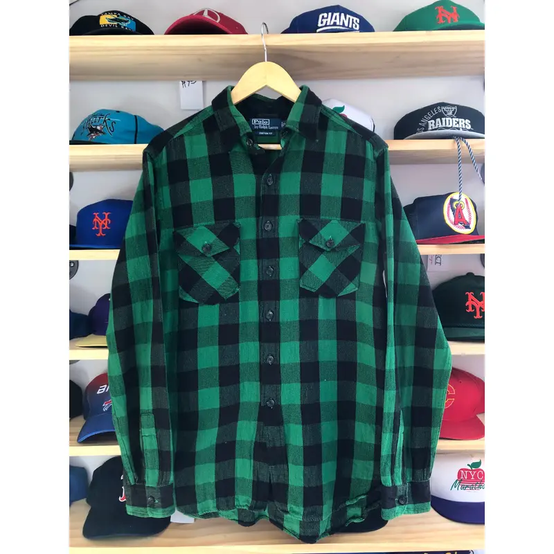 Vintage Ralph Lauren Polo Checkered Plaid Button Shirt Size Medium