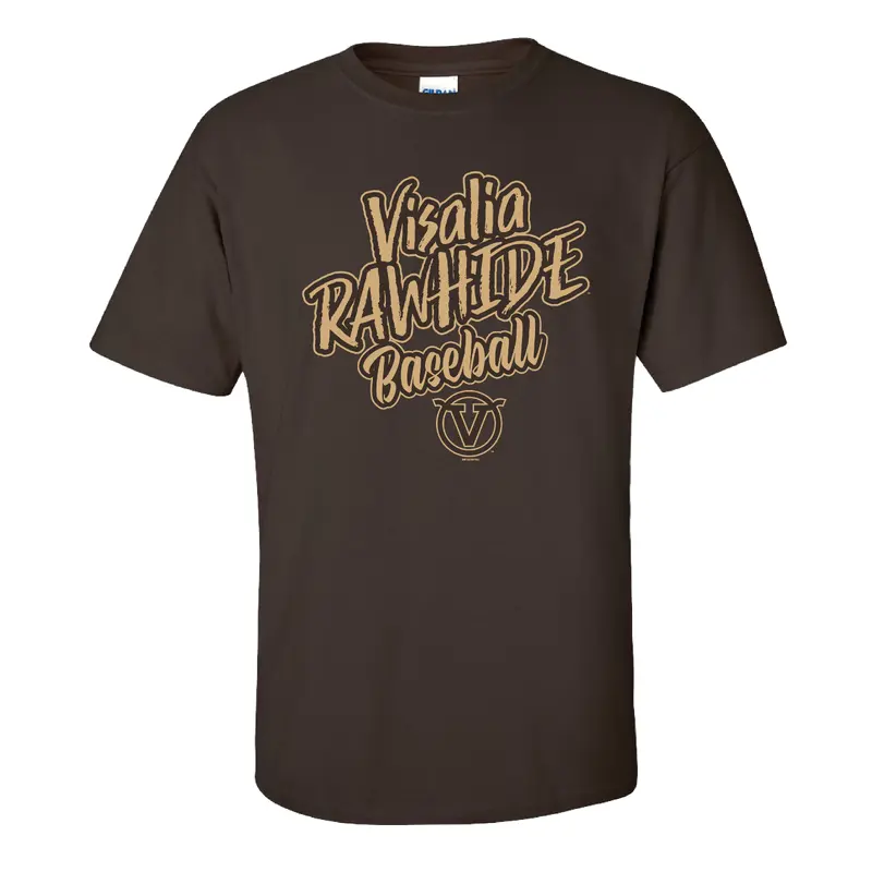 Visalia Rawhide Baseball Dark Chocolate Tee