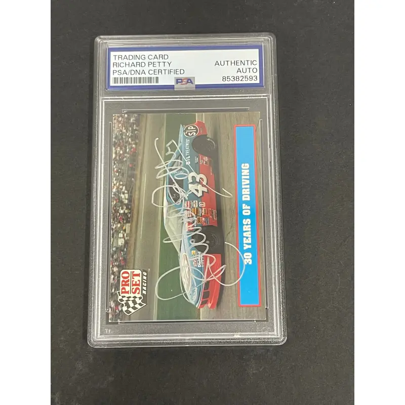 1991 Pro Set Racing #43 Richard Petty Signed Card AUTO PSA Slabbed Nascar