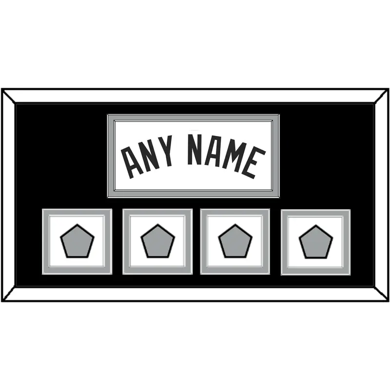 San Antonio Name With 4 Champions Banner Patches - Home White (1989-2002) - Double Mat 2