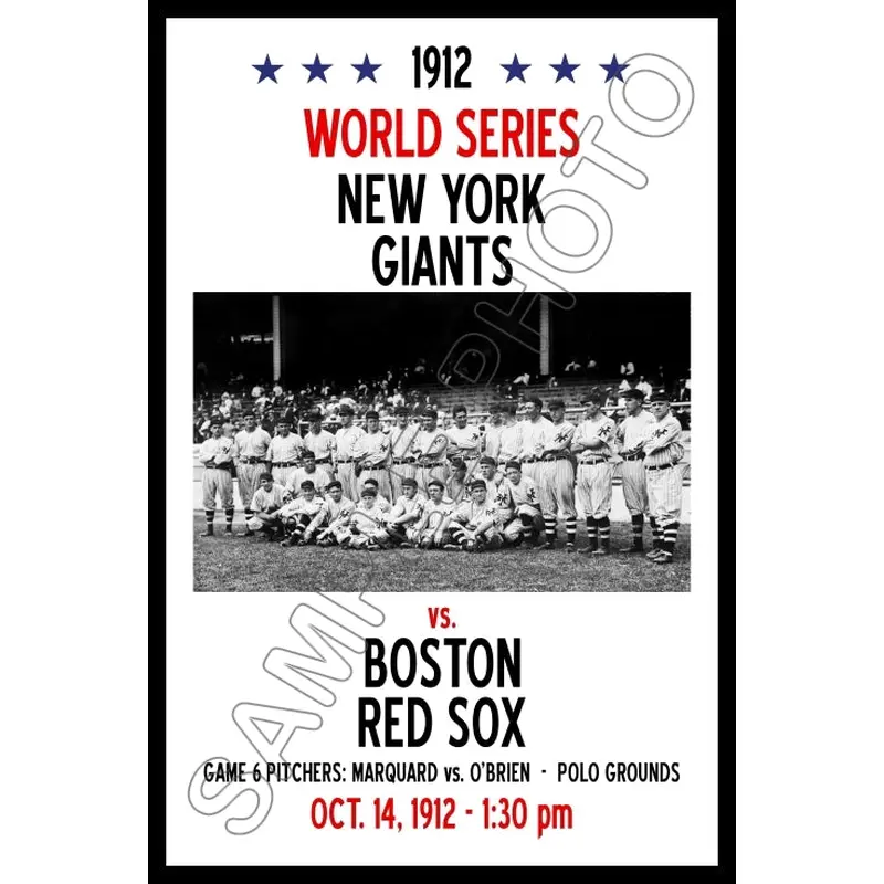 1912 World Series Poster 11X17 - New York Giants vs Boston Red Sox- 1183