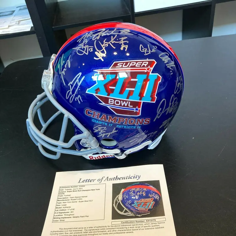 Beautiful 2007 New York Giants Team Signed Super Bowl XLII Authentic Helmet JSA