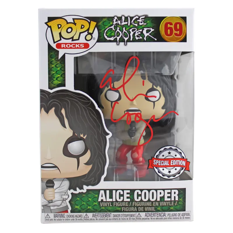 Alice Cooper Signed #69 Funko Pop Vinyl Figure w/ Red Signature BAS Witnessed