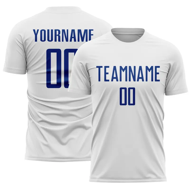 Custom White Royal Sublimation Soccer Uniform Jersey