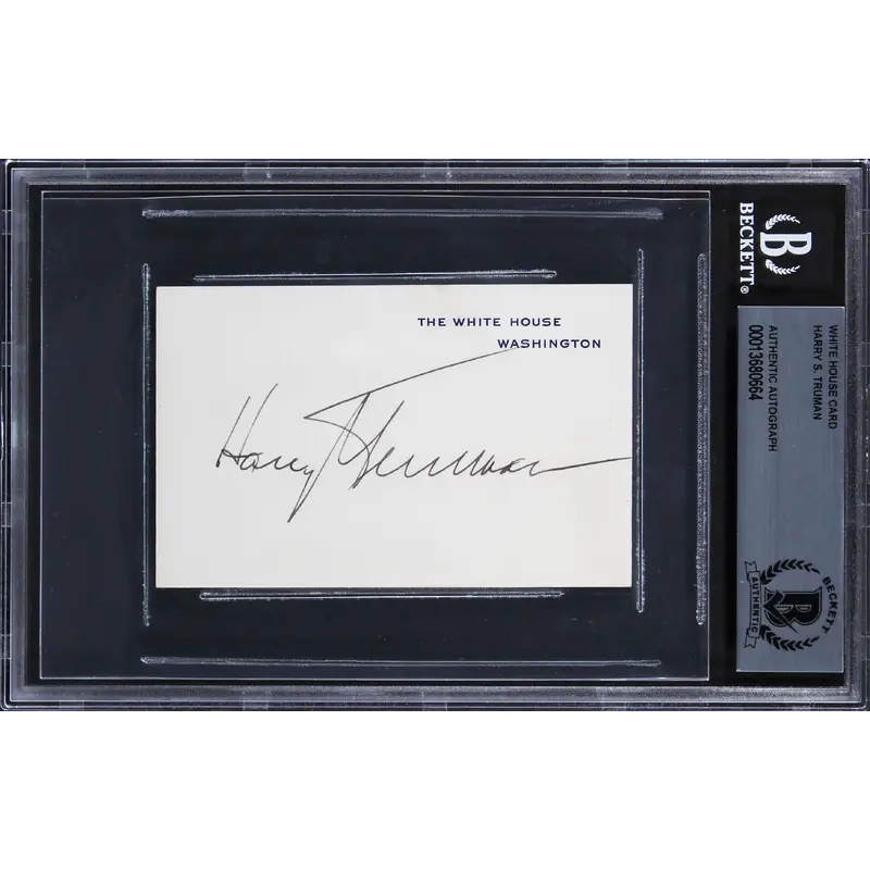 Harry S. Truman Authentic Signed 2.5x4 White House Card Autographed BAS Slabbed