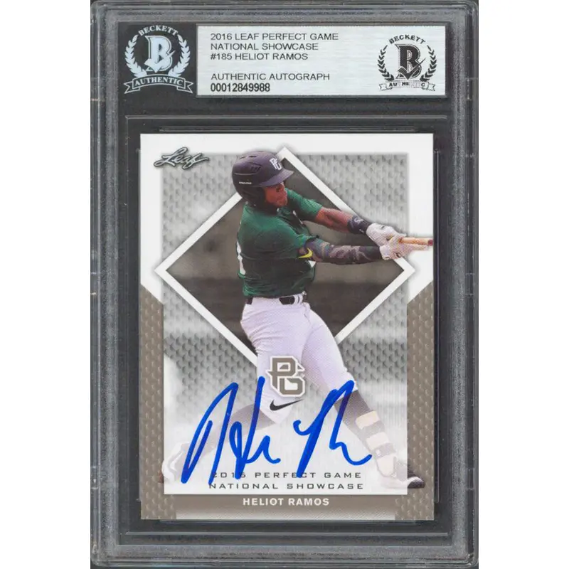 Heliot Ramos Signed 2016 Leaf Perfect Game National Showcase #185 Card BAS Slab