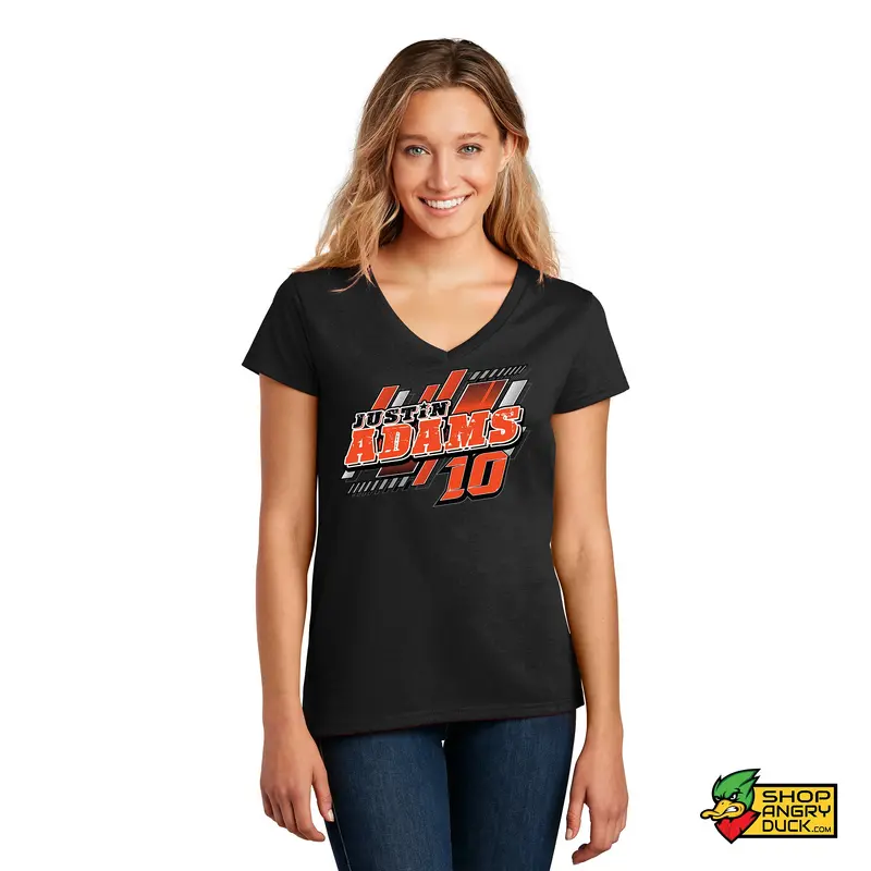 Justin Adams Racing Illustrated Ladies V-Neck T-shirt