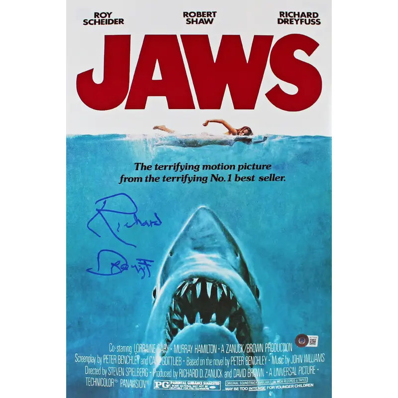 Richard Dreyfuss Jaws Full Name Signed 12x18 Movie Poster Photo BAS #AC75350