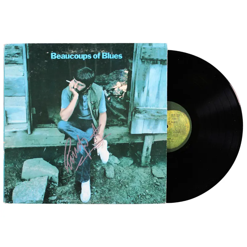 Ringo Starr Signed Beaucoups of Blues Album Cover W/ Vinyl BAS #AE31478