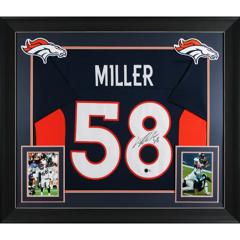 Von Miller Authentic Signed Navy Blue Pro Style Framed Jersey BAS Witnessed 2