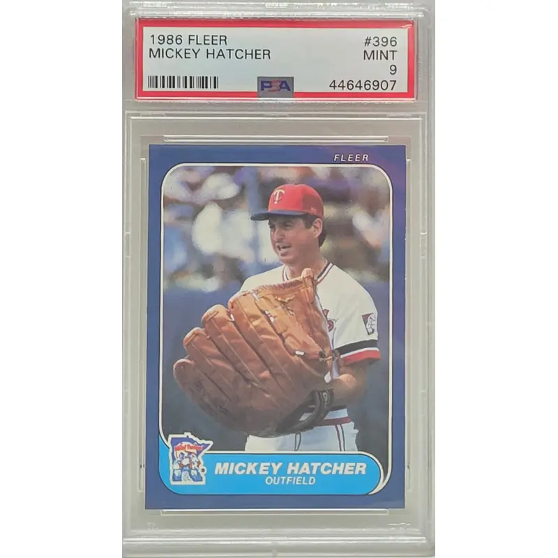 Mickey Hatcher 1986 Fleer #386 Big Glove PSA 9 Mint