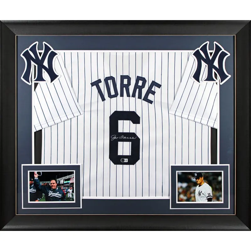 Joe Torre Authentic Signed White Pinstripe Pro Style Framed Jersey BAS Witnessed