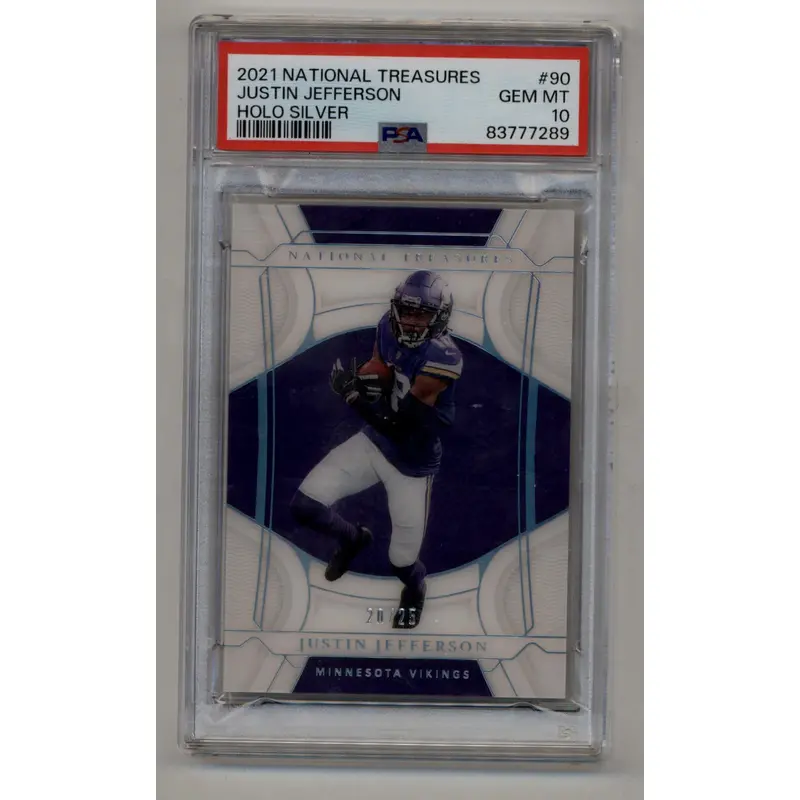 Justin Jefferson 2021 National Treasures Holo Silver #90 20/25 PSA 10 Gem Mint