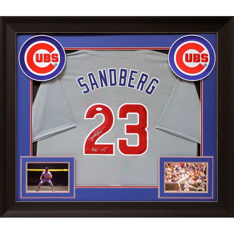 Ryne Sandberg "HOF 05" Authentic Signed Grey Pro Style Framed Jersey JSA Witness