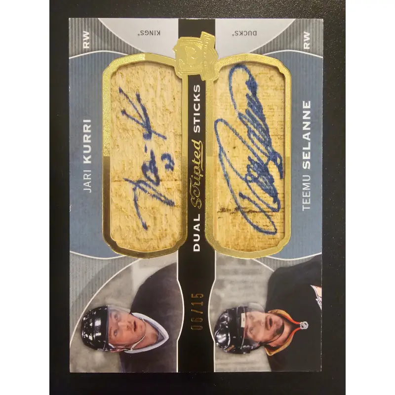 2014-15 Upper Deck The Cup - Dual Scripted Sticks - Jari Kurri / Teemu Selanne #DSP-SK /15