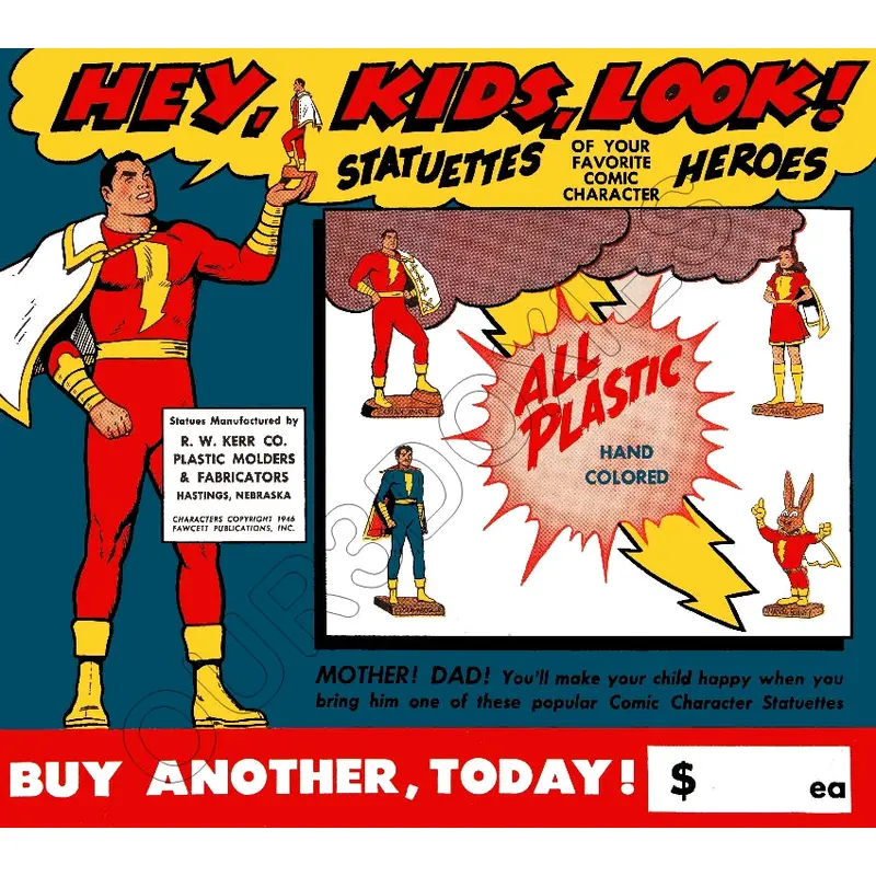1946 Captain Marvel Statuettes Store Counter Standup Sign - Kerr Statue- 2619