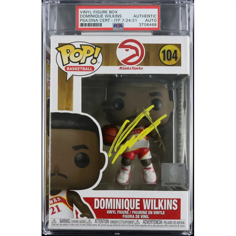 Dominique Wilkins Signed Funko Pop PSA/DNA Encapsulated Autographed Hawks