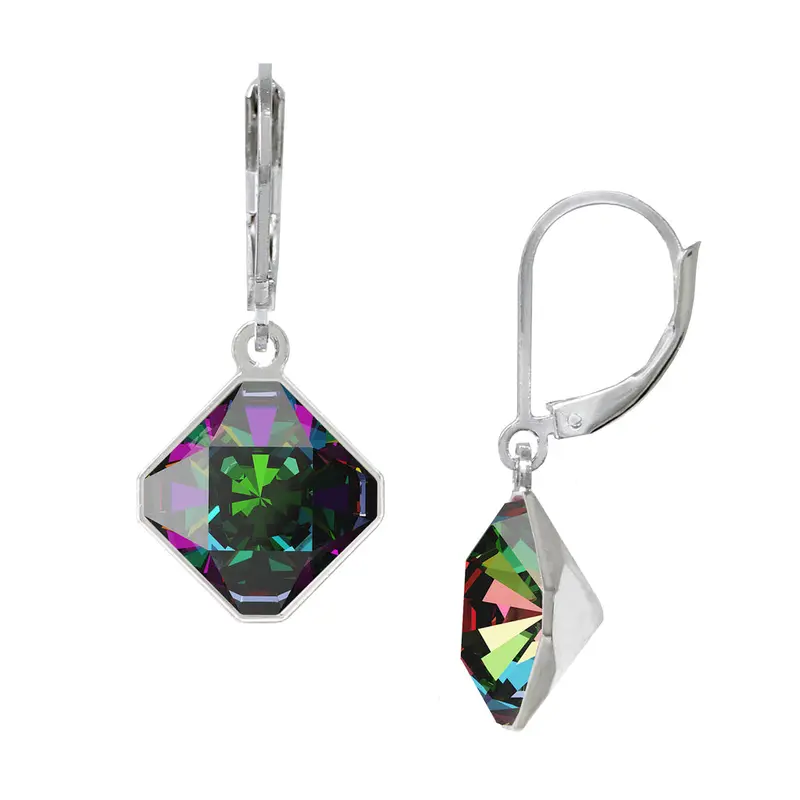 Earth 10mm Diamond-Shape Leverback Earrings