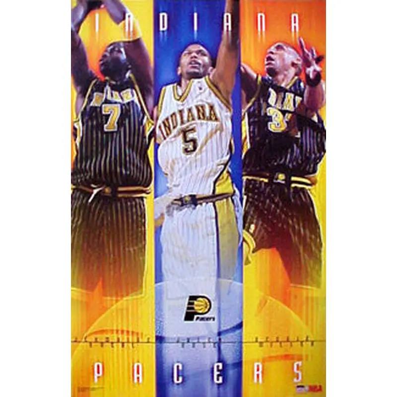 Indiana Pacers "Yellow and Blue" Poster (O'Neal, Rose, Miller) - Starline 2001