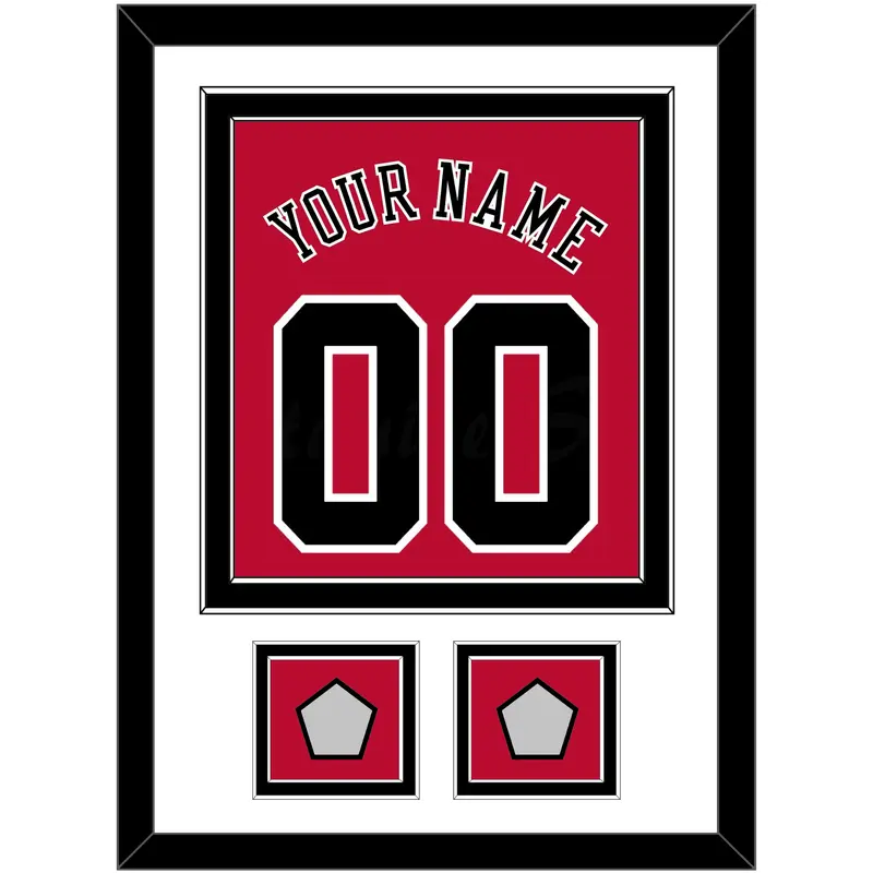 Chicago Name & Number With 2 Champions Patches - Road Red (1986-2017) - Double Mat 1