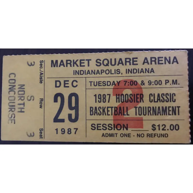 1987 Hoosier Classic Basketball Tournament Ticket Stub