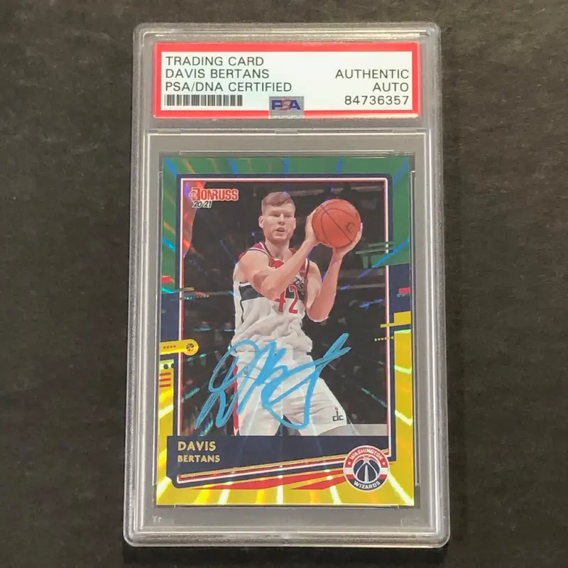 2020-21 Donruss #65 Davis Bertans Signed Card AUTO PSA/DNA Slabbed Wizards