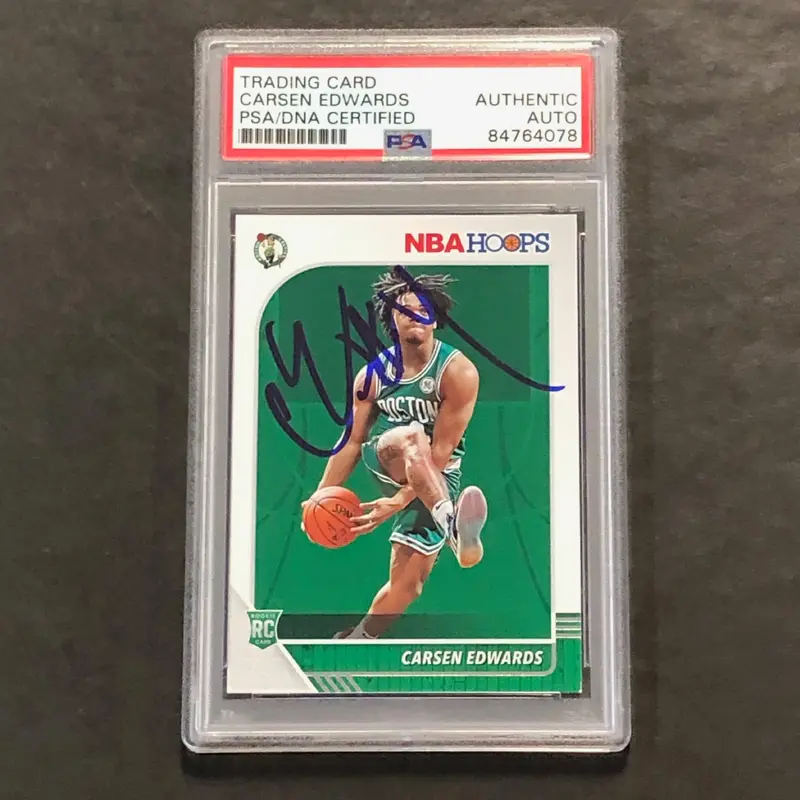 2020-21 Panini NBA Hoops #227 Carsen Edwards Signed Card AUTO PSA/DNA Slabbed Celtics