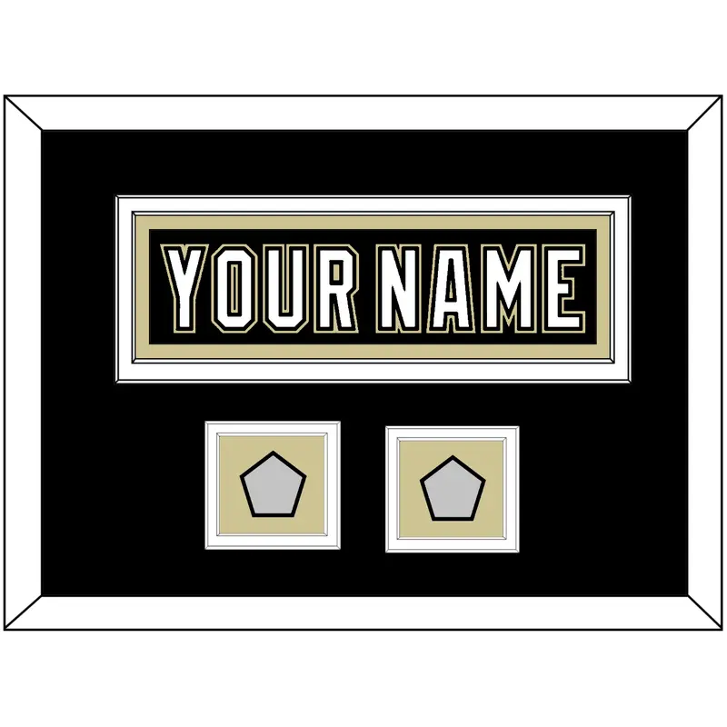 Pittsburgh Nameplate & 2 Stanley Cup Finals Patches - Home Black (2007-2016) - Double Mat 3
