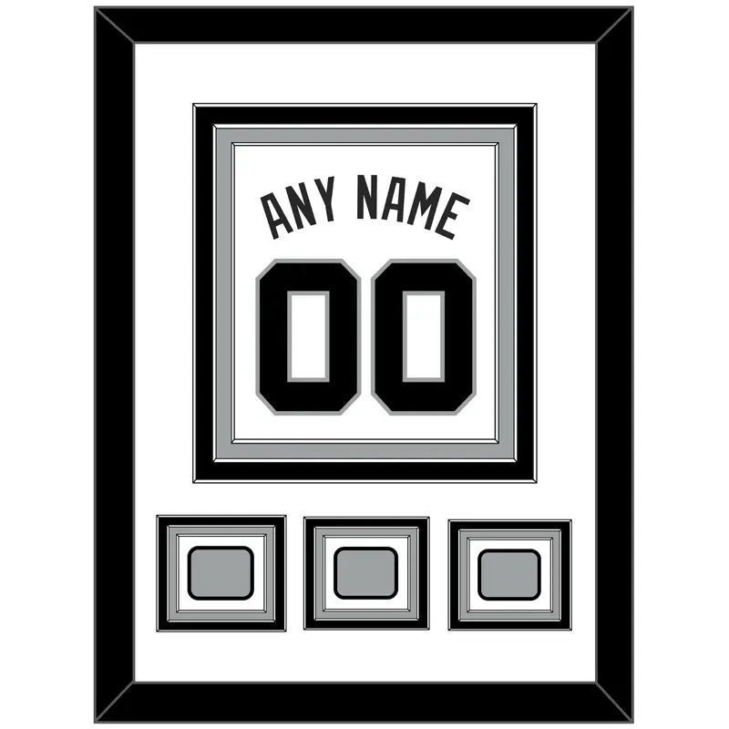 San Antonio Name & Numbers With 3 Finals Patches - Home White (1989-2002) - Triple Mat 1