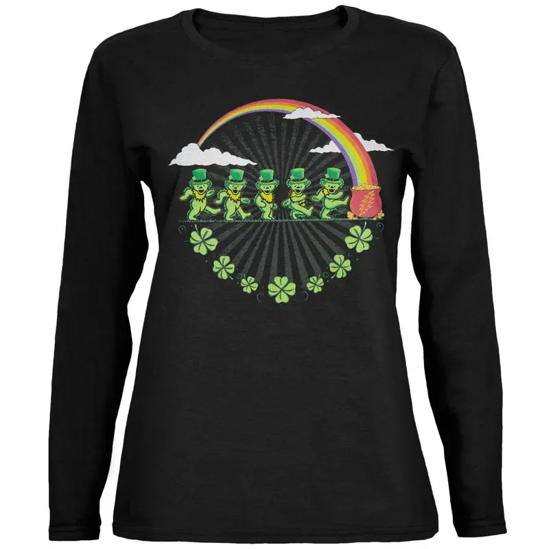 Grateful Dead - Leprechaun Bears Black Juniors Long Sleeve T-Shirt