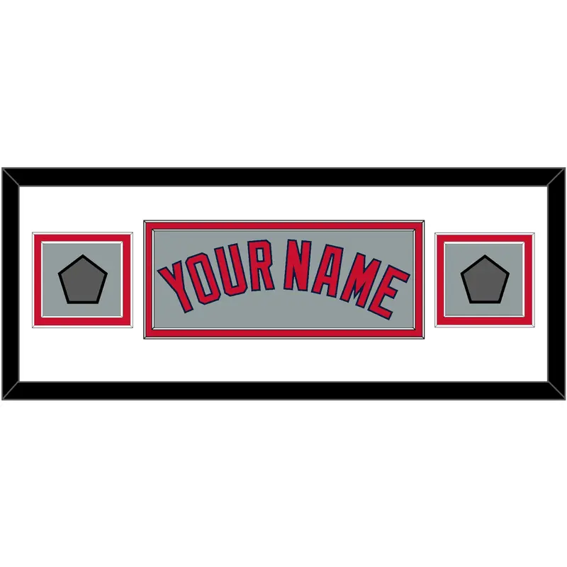 Boston Name & Two World Series Champions Patches - Road Gray - Double Mat 5