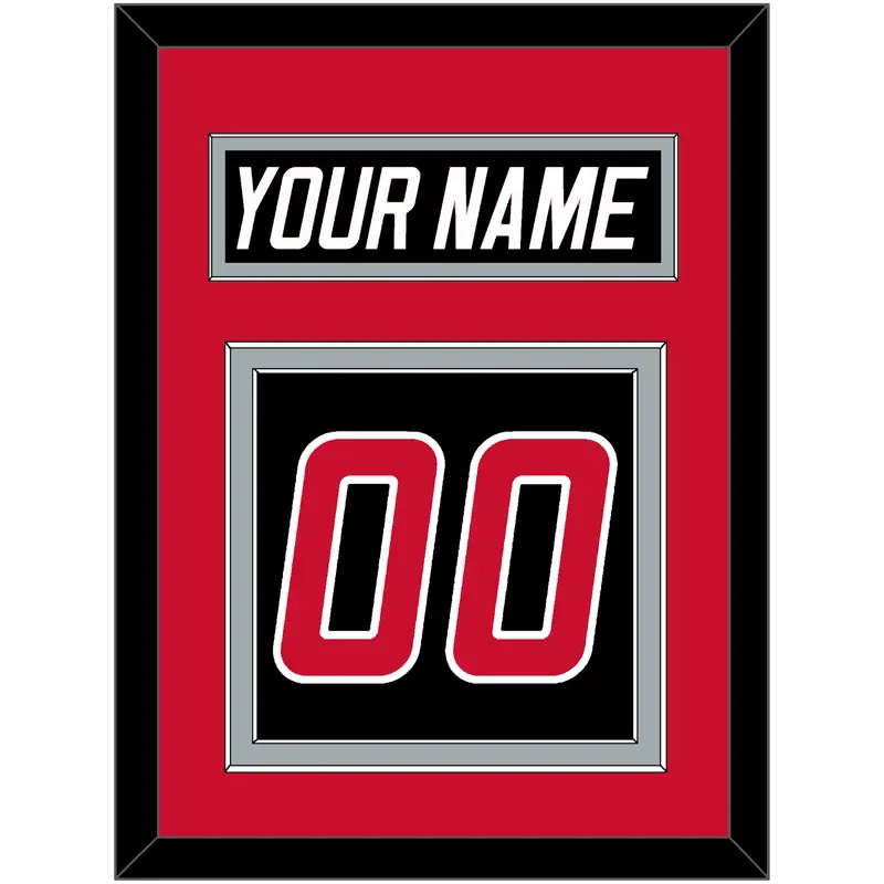 Carolina Nameplate & Number (Back) - Alternate Black (2008-2017) - Double Mat 2