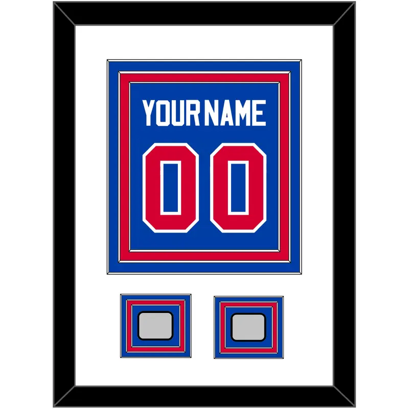 Detroit Name & Number With 2 Champions Patches - Road Blue (1981-1996) - Triple Mat 1