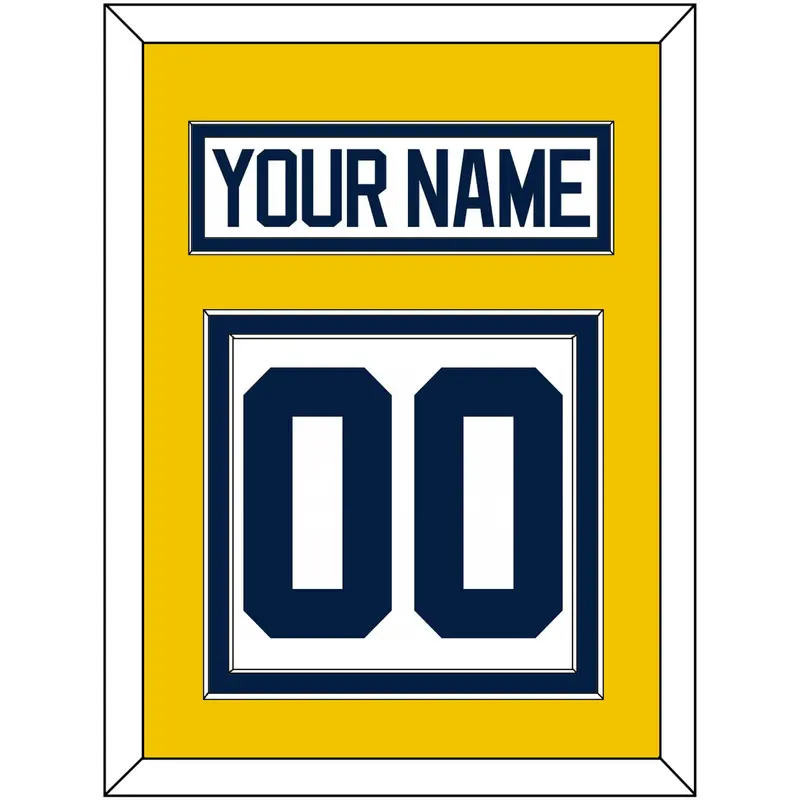 Michigan Hockey Nameplate & Number (Back) - Home White - Double Mat 3