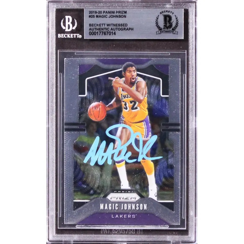 Lakers Magic Johnson Authentic Signed 2019 Panini Prizm #25 Card BAS Slabbed