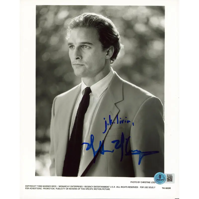 Matthew McConaughey A Time to Kill "J.K. Livin" Signed 8x10 Photo BAS #BR38953