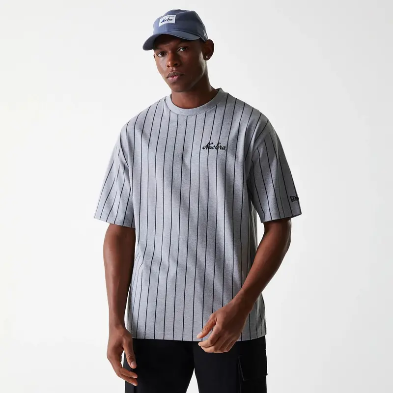 New Era Pinstripe Pastel Grey Oversized T-Shirt