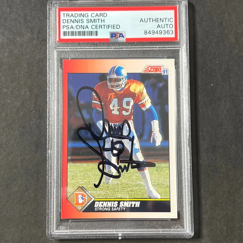 1990 Score #179 Dennis Smith Signed Card AUTO PSA Slabbed Broncos