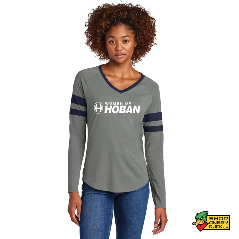 Woman of Hoban Womens Stripe Long Sleeve V-Neck Tee