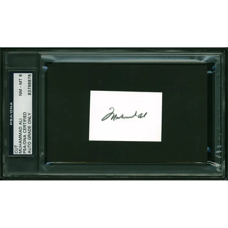 Muhammad Ali Authentic Signed 2x2 Cut w/ Graded NM-MT 8 Autograph PSA Slabbed