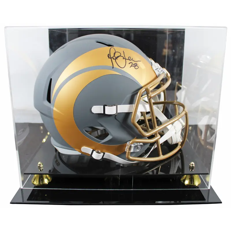Rams Marshall Faulk Signed Slate Full Size Speed Rep Helmet w/ Case BAS Witness