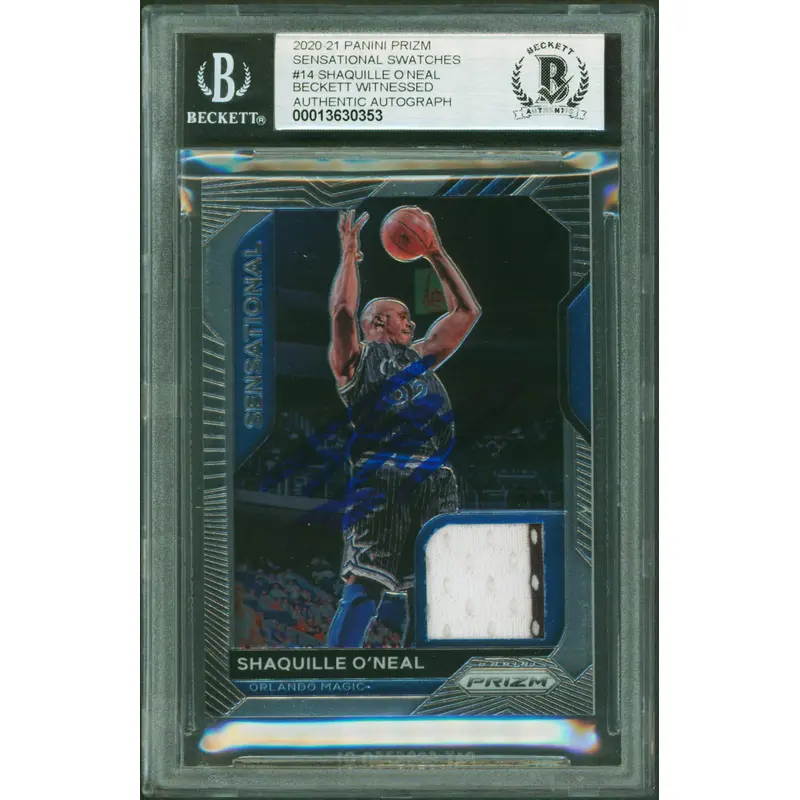Shaquille O'Neal Signed 2020 Panini Prizm Swatches #14 Card Auto 10! BAS Slabbed